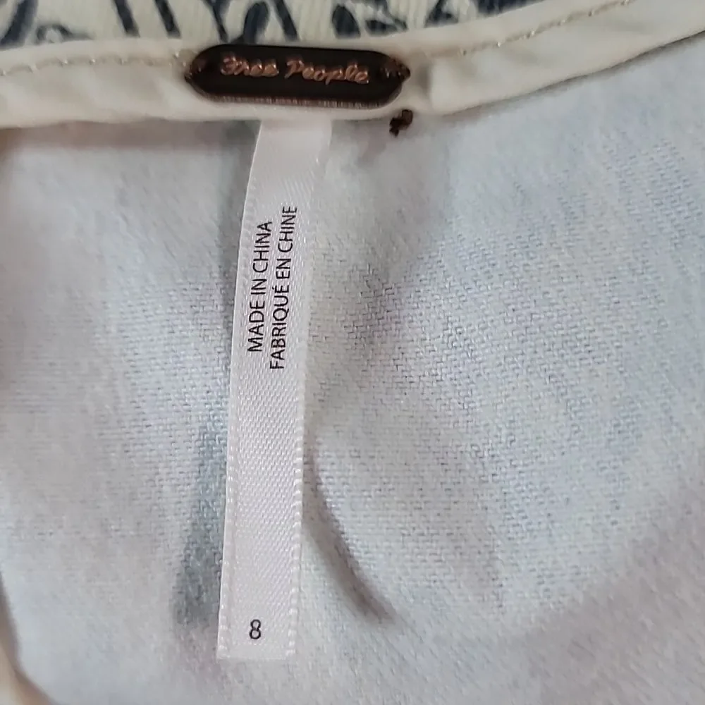 NEW Free People Modern‎ Femme Denim Floral Miniskirt Macadamia Combo Size 8 NWT - Picture 8 of 8